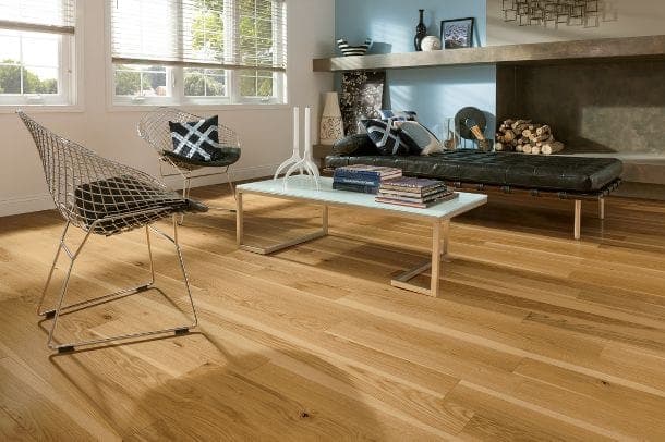 Natural wood flooring in a modern living room