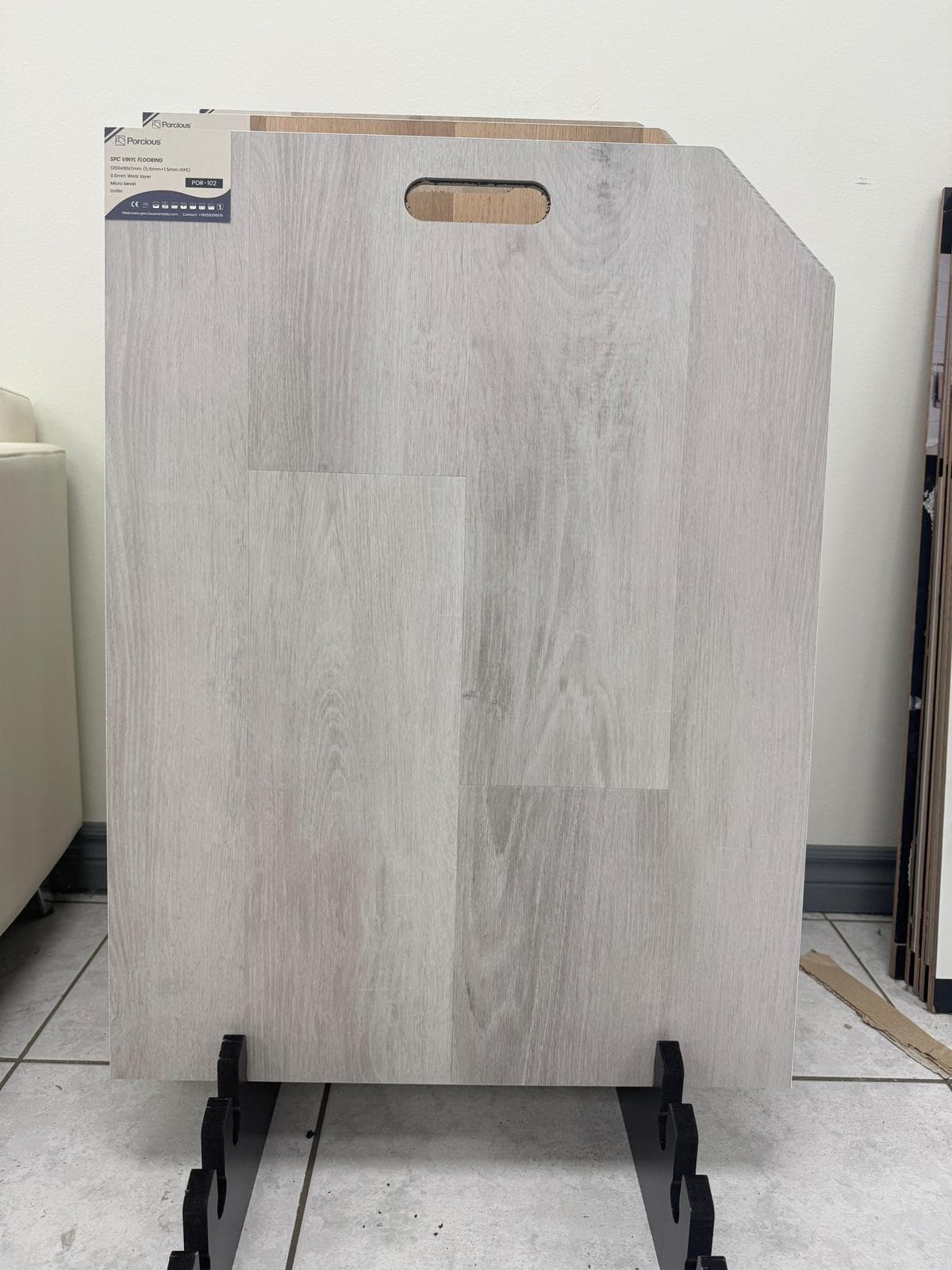 Light luxury vinyl plank sample available for installation